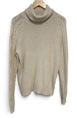 Lauren Ralph Lauren Cream Cable Knit Turtleneck Sweater XL Ivory Cotton Blend Photo 0