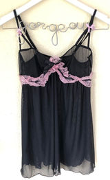 Black/Pink Mesh Lace Lingerie Top S Photo 0