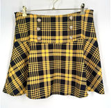 Plaid Yellow and Black Mini Skirt Sz M Satin A-Line High Waisted Preppy Clueless Photo 0
