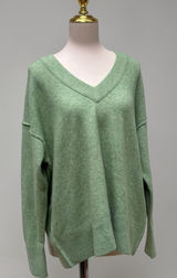 Aerie V-Neck Sweater Small Sage Green NEW Oversized Marl Knit Pullover Cozycore Photo 0