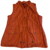 Love Tree Womens Burnt Orange Utility Vest Sherpa Lined Cotton Full Zip Large L Photo 0