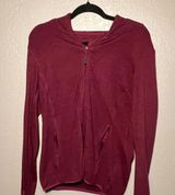 Pink-violet Women's Burgundy and Red Hoodie Zip-Up Medium Sweatshirt Jacket Y2K Photo 0