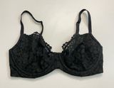 Victorias Secret Bra Unlined Demi Underwire Floral Lace Convertible Black Photo 0