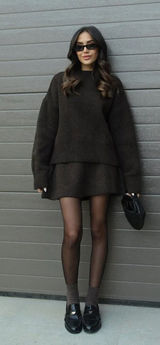 Ohrose Brown Sweater and Skirt Set Photo 0