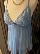 Victorias Secret Babydoll Lingerie Gown Heart Blue Size Large Photo 0