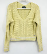 Abercrombie & Fitch Womens Yellow Cable Knit Preppy Tennis Prep‎ Sweater Size M Photo 0