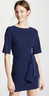 Alice +‎ Olivia Virgil Boatneck Mini Dress Tie Waist Short Sleeve Blue Size 4 Photo 0