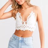 Free People Bralette adella lace pullover womens White (medium) boho festival Photo 0