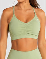 Gymshark Light Green Ruched Sports Bra XS-S Yoga Activewear Photo 0