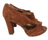 Banana Republic Platform Suede Shoes‎ Block Heel Cinnamon Peep Toe Side Zip 9 Photo 0