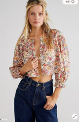 For Love & Lemons Theodora‎ Crop Top Blouse - Wonderland Print XS $158 Photo 0