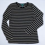 Lauren Ralph Lauren Top Womens Large Black Gold Metallic Striped Long Sleeve L Photo 0