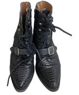 Freeboard by Steven Fauna Black Snakeskin Leather Lace‎ Up Ankle Size Boots 8 Photo 0