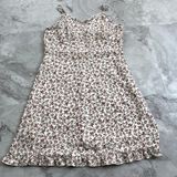 Doe & Rae Womens Floral Tank Dress Size Medium M White and Red Ruffle Vneck‎ Photo 0