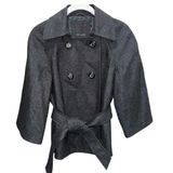 NWT‎ The Limited Wool Blend Peacoat Small Charcoal Gray Belted Cropped Coat Photo 0
