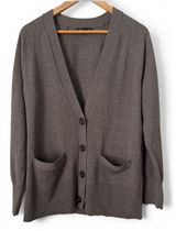 Banana Republic Wool Womens Taupe Brown V-Neck Button Front Pocket Cardigan Photo 0