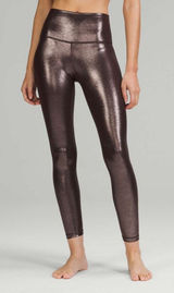 Lululemon Align High Rise Pants 25" Shine Nulu Radiate Foil French Press Size 6 Photo 0