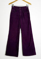 Pilcro Corduroy Wide Leg Pants Size 24 Purple High Rise Anthropologie Photo 0