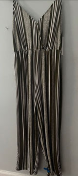 mine Black and White One-Shoulder Striped Jumpsuit Photo 0