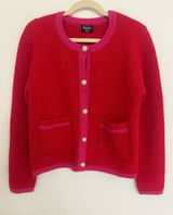 Fate Red and Hot Pink Knit Cardigan with Pearl Buttons Women’s Size medium Photo 0