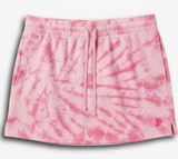 PINK Victoria Secret Tie Dye Fleece Mini Skirt Pink‎ White Drawstring XL Photo 0
