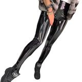 Women Black PU Leather High Waist Legging Photo 0