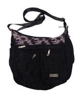 Satchelli Anti Theft RFID Crossbody Travel Bag Hobo Purse Black Floral Accent Photo 0