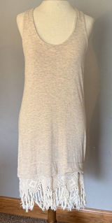 Anthropologie‎ Dolan Dress Sz Small Beige Fringe Tank Lined Boho Fairy Grunge Photo 0