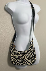 Y2K Zebra Print Crossbody Shoulder Bag 2000s McBling Bratzcore Animal Print Boho Photo 0