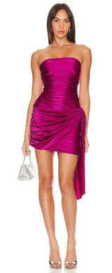 Amanda Uprichard Jersey Anja Mini Dress in Fuchsia Small New Womens Strapless Photo 0