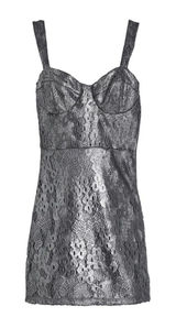 Topshop Metallic Silver Lace Mini Dress Sz. 4 NWT Photo 0