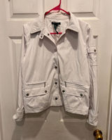 Lauren Ralph Lauren Womens‎ White Utility Safari Field Jacket Snap Front Size L Photo 0