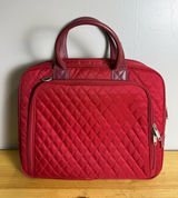 Brookstone Red Quilted Laptop Work Bag Briefcase Pockets‎ With Crossbody Strap Photo 0
