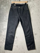 Levi's 501 Wax Coated Jeans Women's 27x30 Black High Rise Straight Leg Denim Photo 0