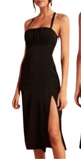 NWT Abercrombie‎ & Fitch Criss Cross Back Midi Dress in Black Size Large Photo 0