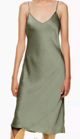 Aritzia Wilfred Satin Slip Midi Dress - Sage Green new with tags Photo 0