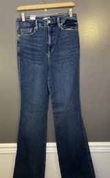 Good American Jeans Womens 8/29 Blue High Rise Bootcut Distressed Frayed Denim Photo 0