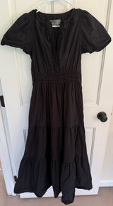 Anthropologie Black Cotton Smocked Waist Tiered Maxi Dress XS Photo 0