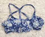 Pink Victoria’s Secret Tie‎ Dye Flounce Ruffle Strappy Bikini Top Blue White m Photo 0
