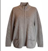 LL Bean Zip Front Cardigan 2X Gray Heathered Cotton Sweater Jacket Photo 0
