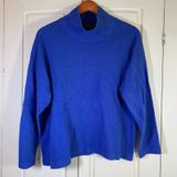 FH Clothing Co Royal Blue Ribbed Cotton Mock Neck Boxy Top Made in USA Large Photo 0