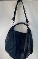 Y2K Kenneth Cole black pebbled leather slouchy hobo studded handle shoulder bag Photo 0