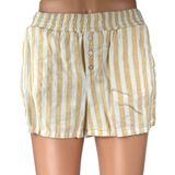 Abercrombie & Fitch Yellow White Striped Button High Rise Lounge Shorts XXS Photo 0