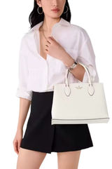 Kate Spade Harper Satchel Parchment Pebbled Leather Crossbody Tote Shoulder Bag Photo 0