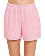 Zenana Soft Melange Hacci Elastic Waist‎ Band Shorts Photo 0