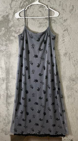 Vintage Y2K‎ Black Sheer Rose Dress Mesh Grunge Goth Large Indie Dark Romance Photo 0