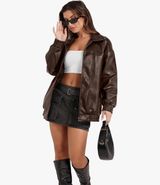 SAMPEEL Brown Leather Jacket... https://www.amazon.com/dp/B0D7M1NJT6?ref=ppx_pop_mob_ap_share Size M Photo 0