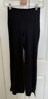 Athleta S PetiteElation Ultra High Rise Split Slim Flare Pant Black Yoga Photo 0