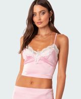 brandi lace trim satin top Photo 0