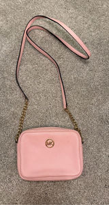 Michael Kors Blush Pink Pebbled Leather Crossbody with Gold Chain Photo 0